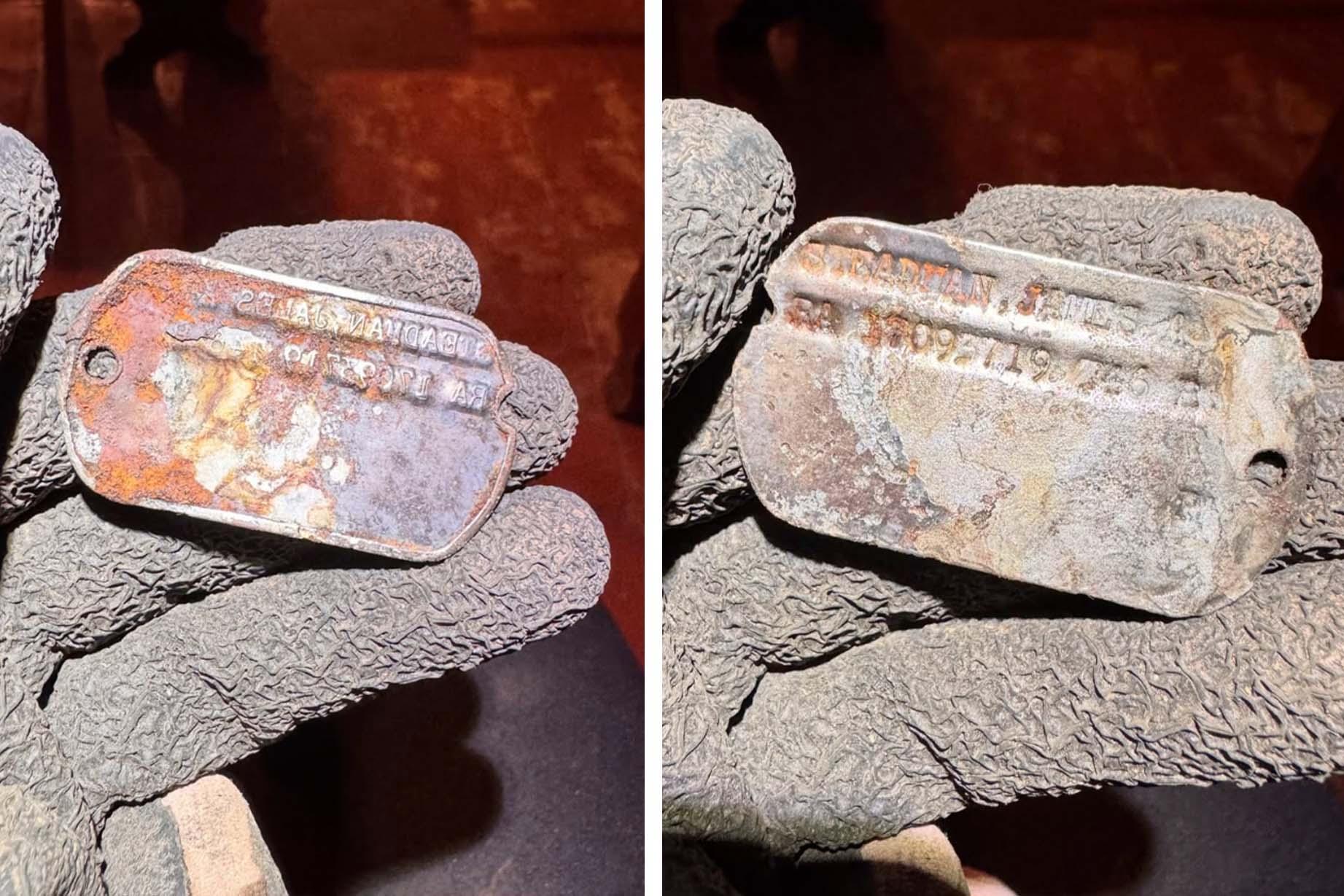 A pair of U.S. Army dog tags found in northern Italy. (Courtesy of Gabriela Bernatova)