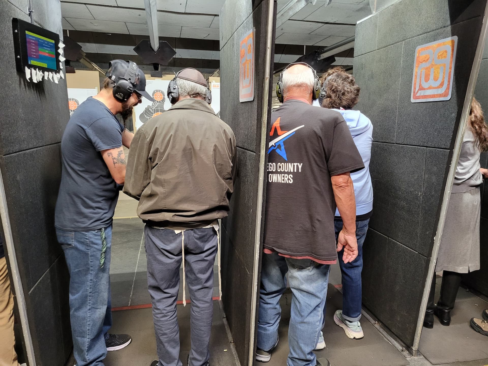 Members of Guns N' Moses, a Jewish gun club in Southern California, prepared to begin training at a recent outing. (Courtesy of Guns N' Moses)