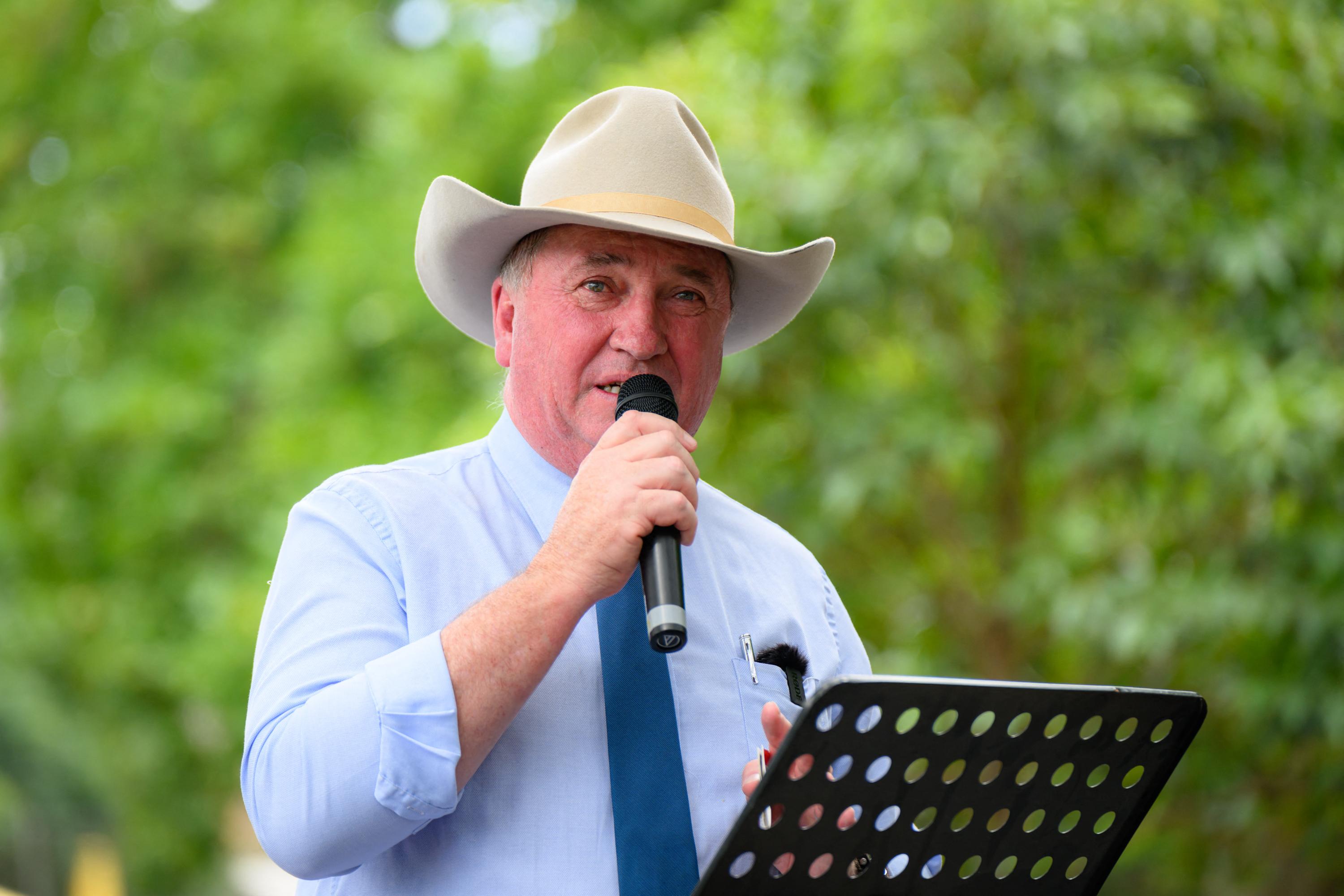 Former Australian Deputy Prime Minister and now-One Nation MP Barnaby Joyce speaks during the "Put Australia First" rally in Sydney, Australia, on Dec. 21, 2025. (George Chan/ AFP via Getty Images)