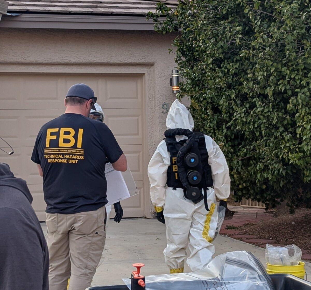 Hazardous materials teams collected more than 1,000 samples of biological materials from refrigerators and a freezer in a garage at a house in northeast Las Vegas on Jan. 31, 2026. (FBI)