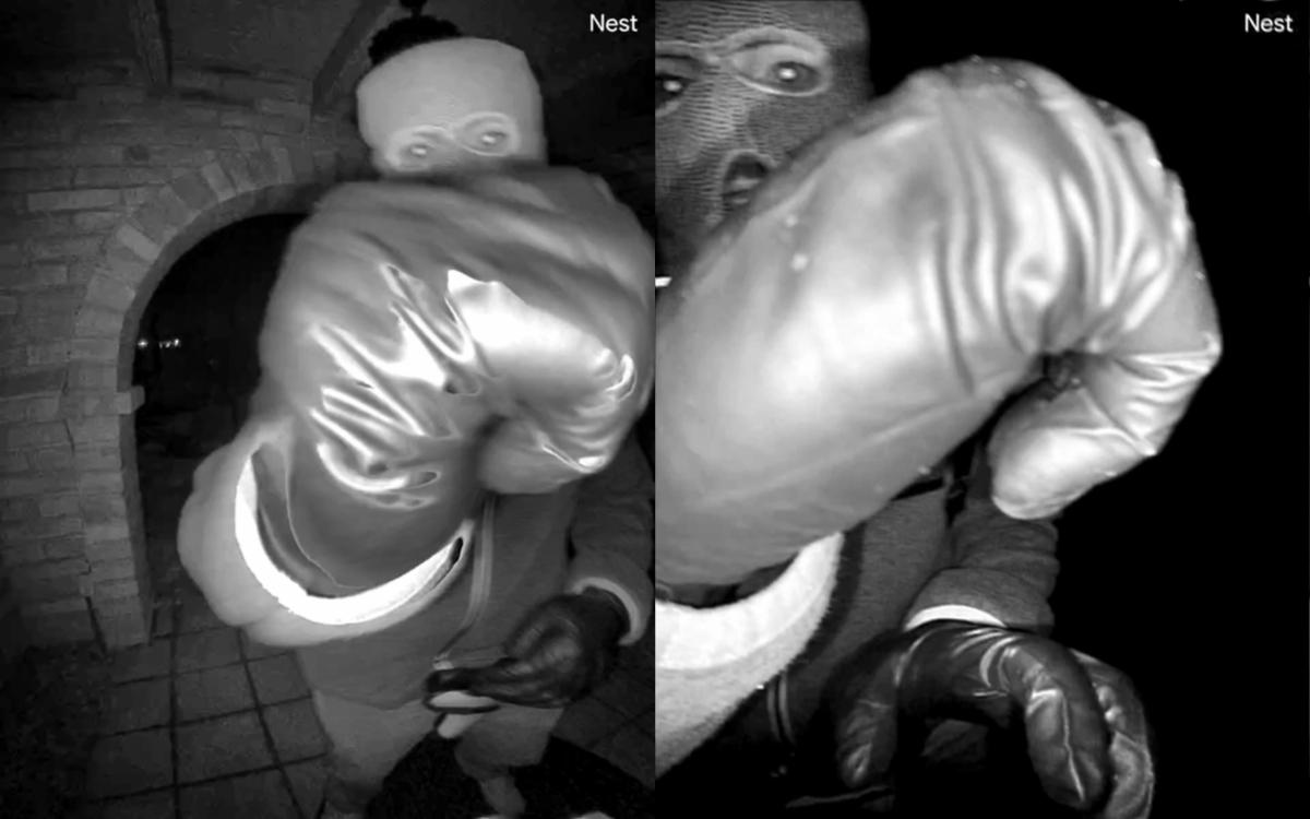 A combination of images from video show a masked person outside the home of Nancy Guthrie in Catalina Foothills, Arizona. (FBI via The Epoch Times)