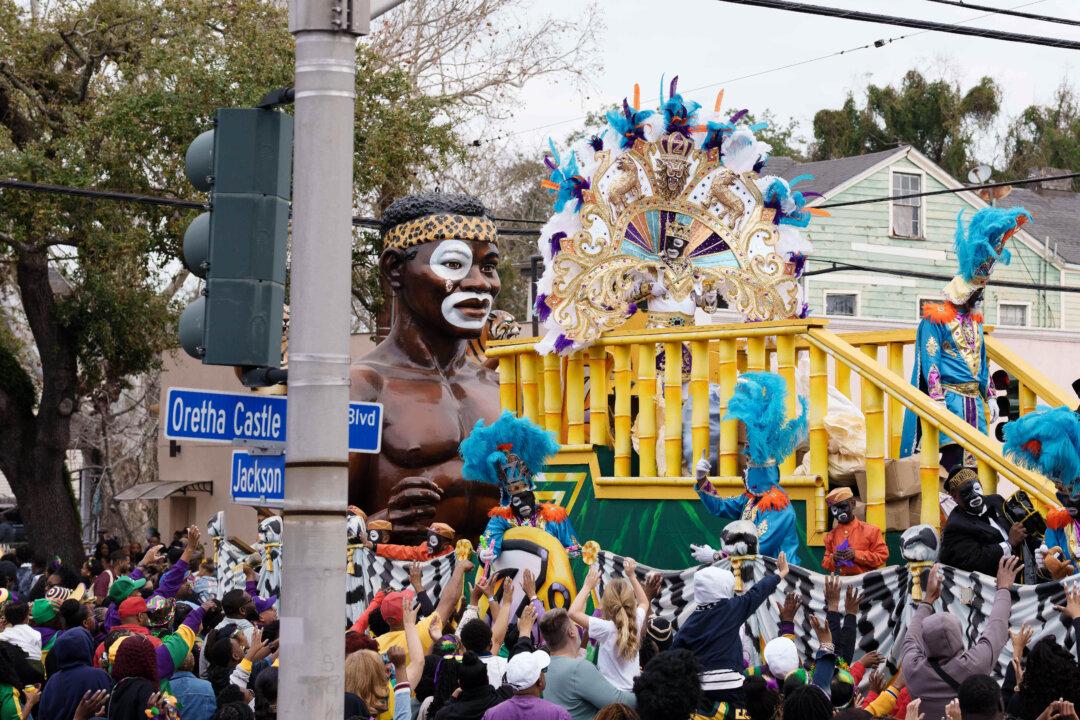 Zulu King Dr. Ron Tassin parades on Mardi Gras Day in New Orleans, on Feb. 17, 2026. (Matthew Hinton/AP Photo)