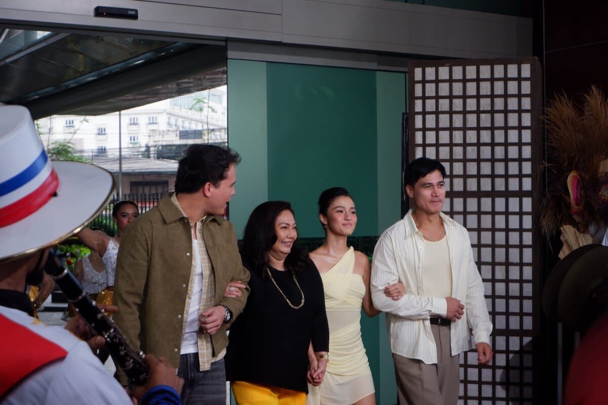 (L–R) Piolo Pascual, Maricel Soriano, Belle Mariano, and Juan Karlos Labajo at an event for “Meet, Greet & Bye.” (ABS-CBN Studios)