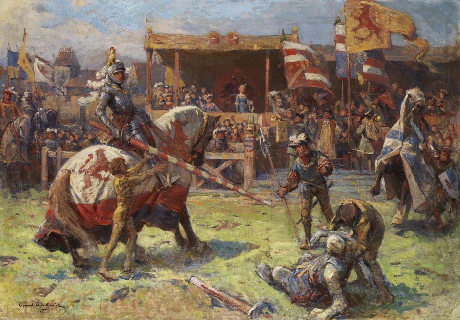"Knight's Tournament," by Zygmunt Ajdukiewicz, 1912. (Public domain)