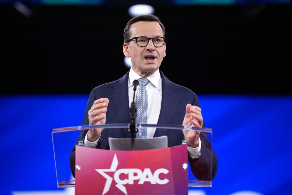 Former Prime Minister of Poland Mateusz Morawiecki speaks at the Conservative Political Action Conference at the Gaylord National Resort Hotel and Convention Center in Oxon Hill, Md., on Feb. 20, 2025. (Andrew Harnik/Getty Images)