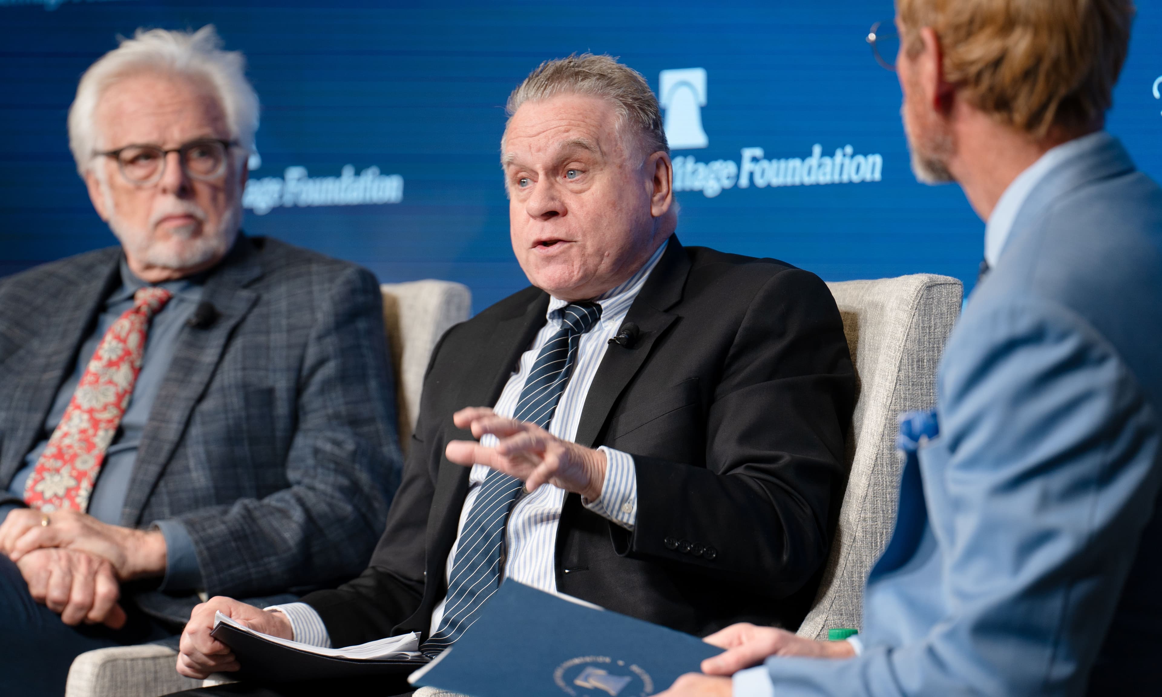 Rep. Chris Smith (R-N.J.) (C) discusses the Chinese communist regime's system of forced organ harvesting, at a Heritage Foundation event in Washington on April 7, 2026. (Irene Luo/The Epoch Times)