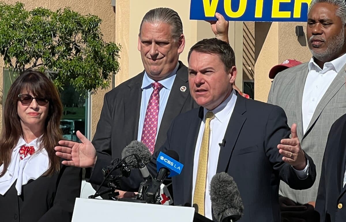 California Assemblyman Carl DeMaio (R-San Diego), who is opposed to AB 2624, speaks at an event in Riverside County on March 2, 2026. (Brad Jones/The Epoch Times)