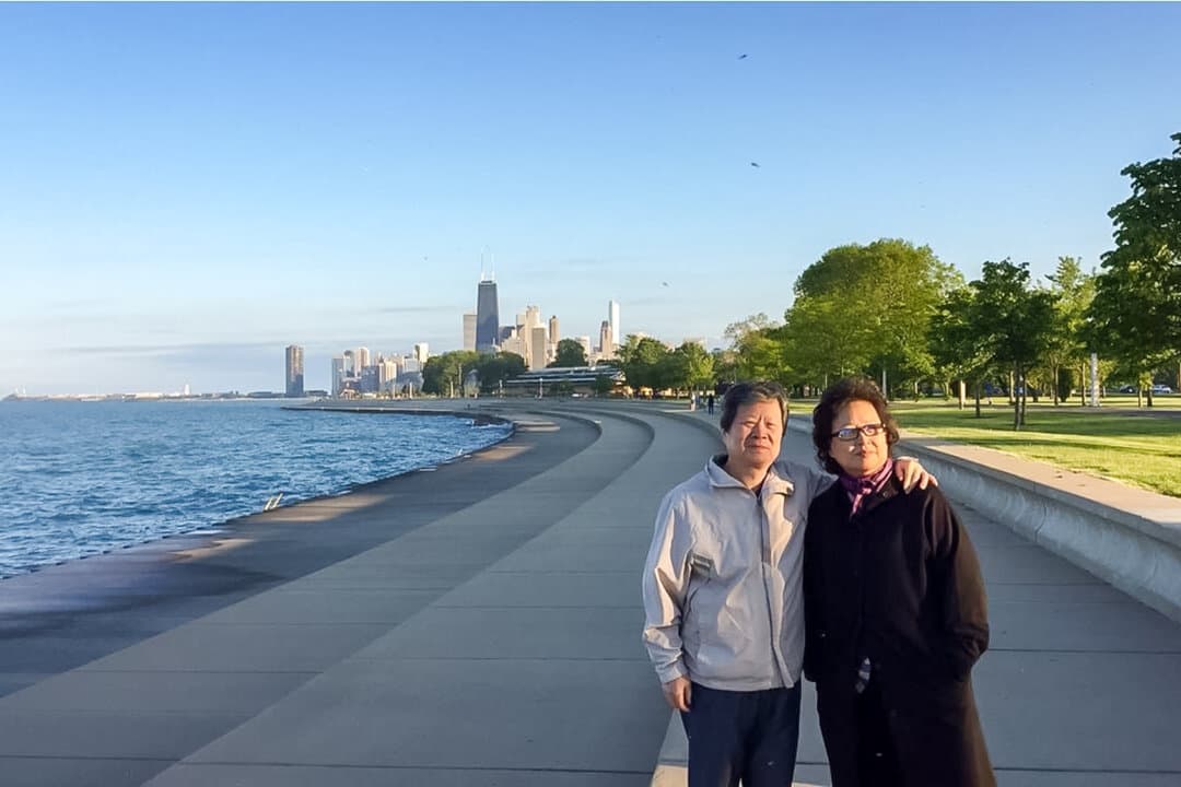 Gao Pu’s parents Gao Quanfu and Pang Yu in Chicago in 2018. Over the years, Light of Zion Church became an influential gathering place for Christians seeking to worship outside Communist Party control. (Courtesy of Gao Pu)