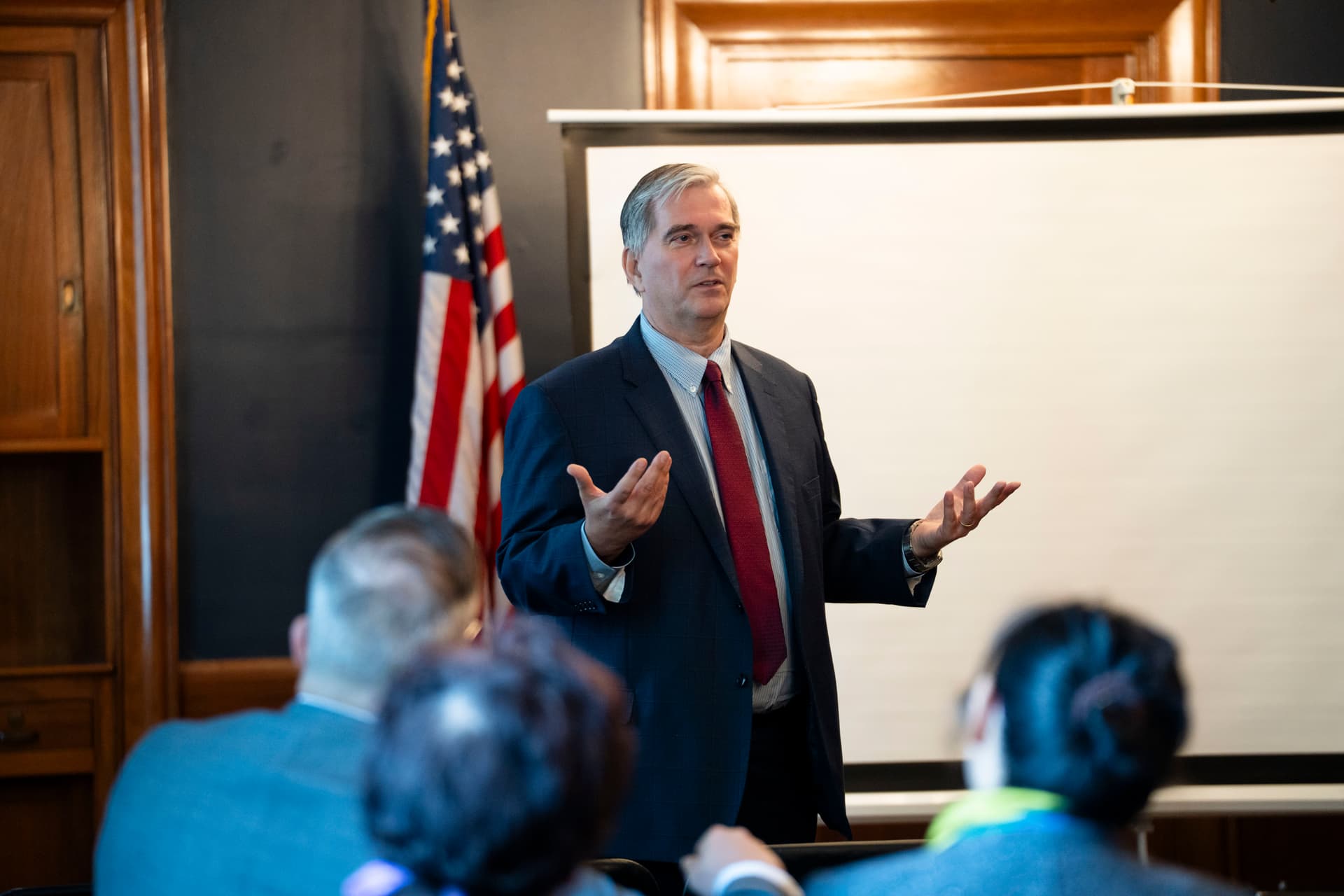 Torsten Trey, executive director of Doctors Against Forced Organ Harvesting, speaks after the screening of the documentary “Silent Harvest: The Courage to Speak Up” at the Senate Dirksen building in Washington on May 15, 2026. (Madalina Kilroy/The Epoch Times)