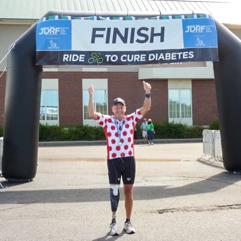 Bob Parant appears at the finish line of a fundraising event for the Juvenile Diabetes Research Foundation in this undated photo. Parant, 73, was diagnosed with diabetes during his college years and has lived with the condition for more than 50 years. (Courtesy of Bob Parant)