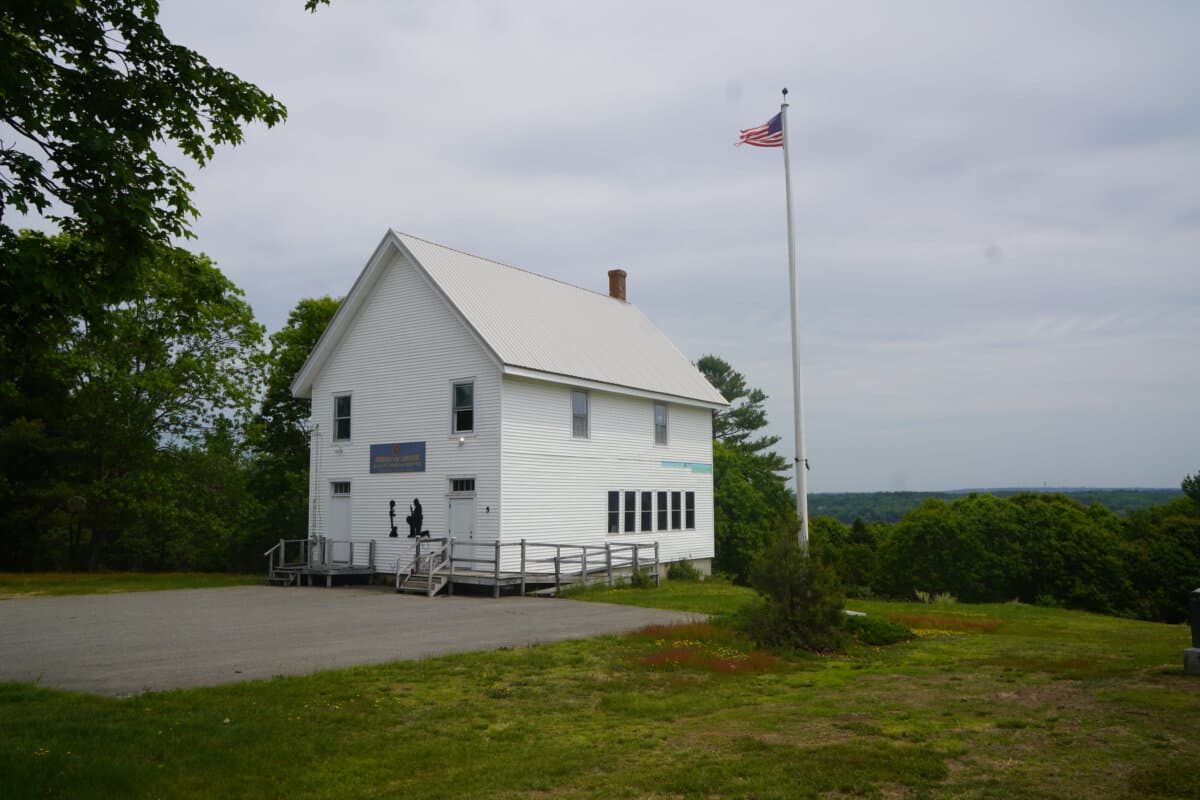 An American Legion Post building overlooks the Penobscot River in Stockton Springs, Maine, on June 6, 2026. (Nathan Worcester/The Epoch Times)