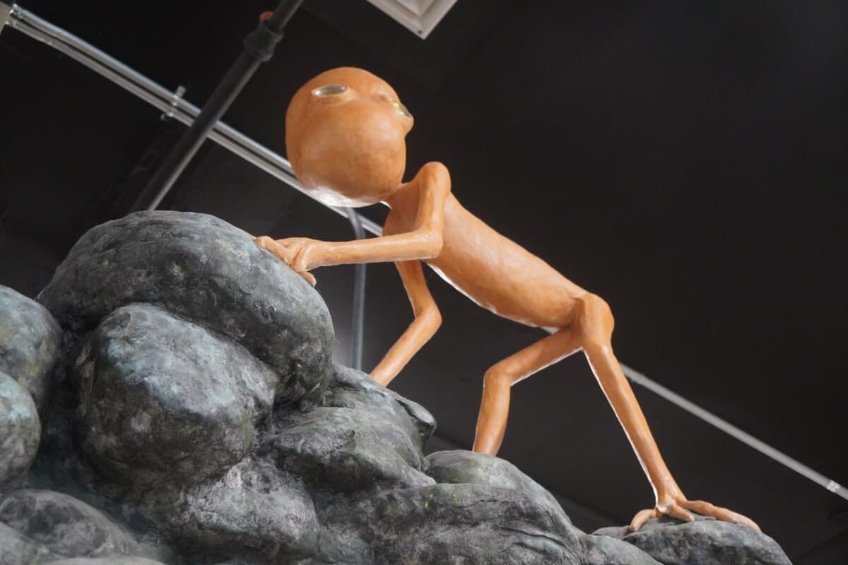 The Dover Demon, Massachusetts's favorite cryptid, looks watchful at the International Cryptozoology Museum in Bangor, Maine, on June 6, 2026. (Nathan Worcester/The Epoch Times)