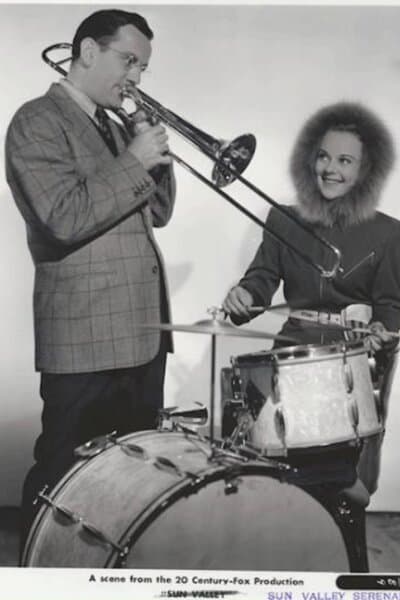 Glenn Miller and Sonia Henie on the set of "Sun Valley Serenade." (20th Century Fox)