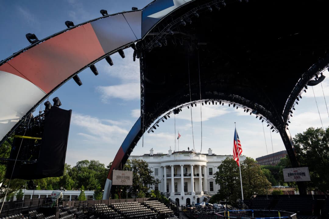 The UFC arena at the White House on June 11, 2026. (Madalina Kilroy/The Epoch Times)