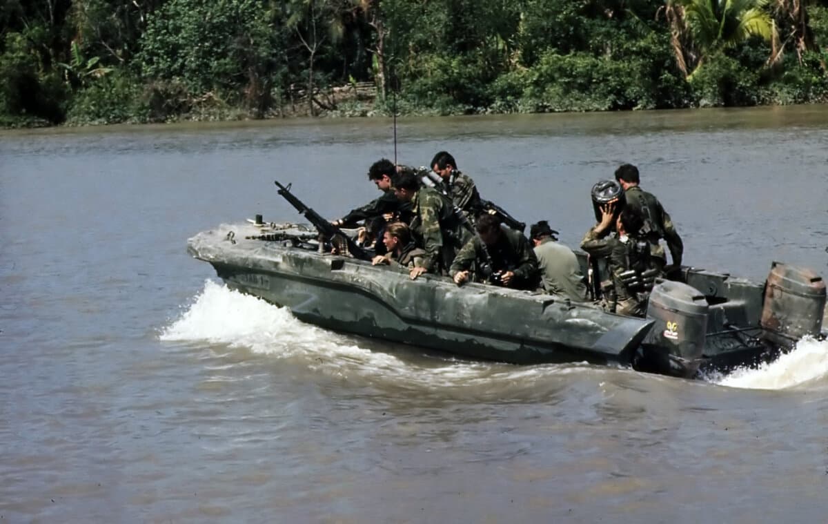 Navy SEALs on patrol in the Mekong Delta. Chris Walker embodies the traits of Navy SEALS everywhere. (Public Domain)