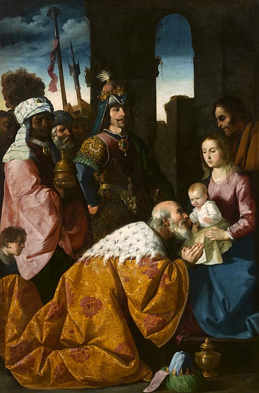 “Adoration of the Magi,” 1638–1639, by Francisco de Zurbarán. Oil on canvas; 8 foot 7 3/4 inches by 5 foot 8 7/8 inches. Musée de Grenoble, France. (Copyright Ville de Grenoble/Musée de Grenoble–J.L. Lacroix)