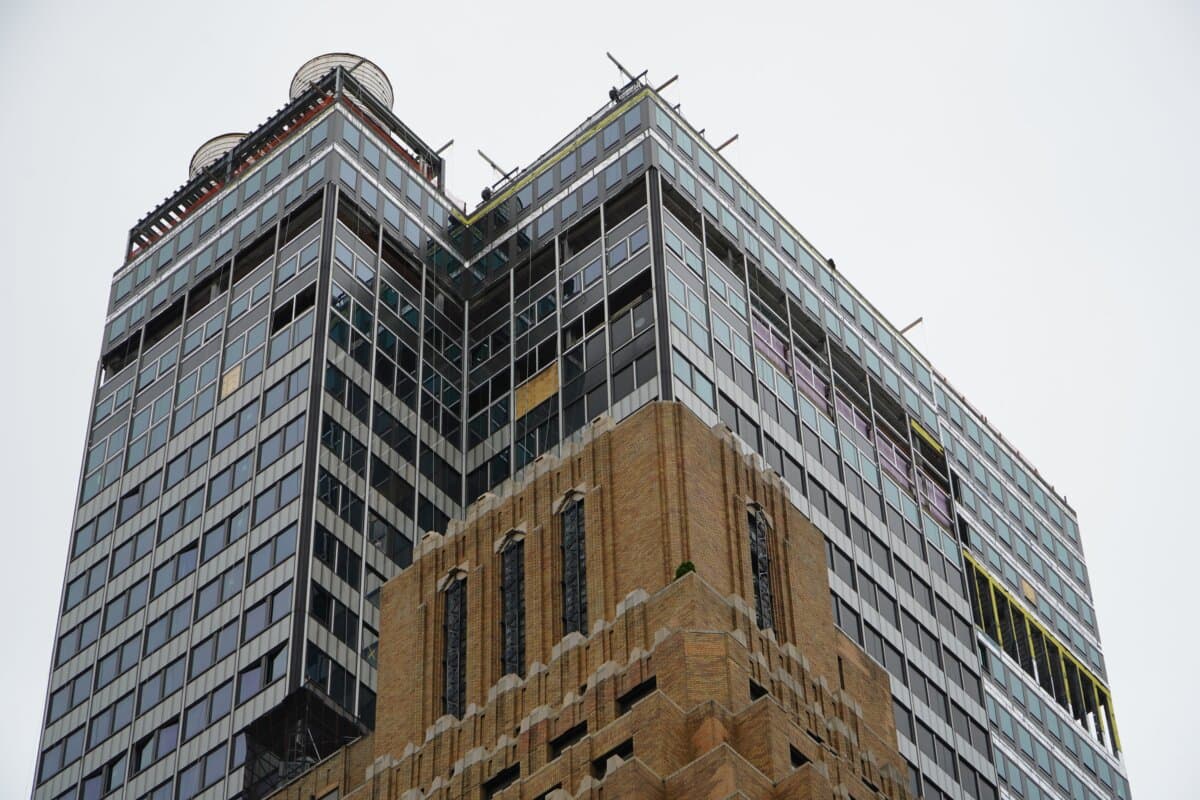The former Pfizer headquarters in Manhattan on July 7, 2026. (Nicholas Zifcak/The Epoch Times)
