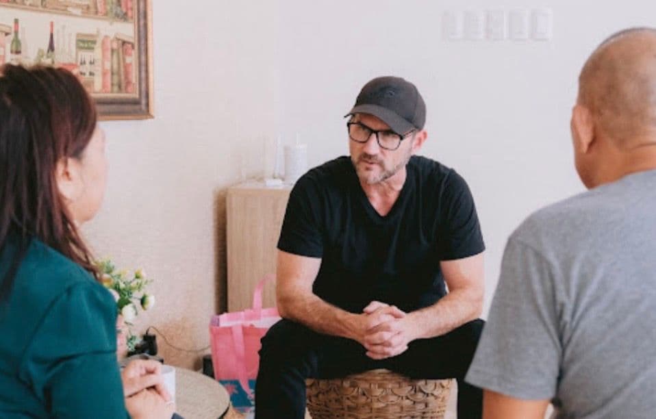 Future Voices co-founder Bob Hazlett meets with directors of the organization's home for rescued human trafficking victims, in the Philippines, in this file photo. (Courtesy of Bob and Erica Hazlett)