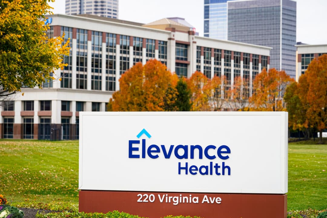 A sign at the corporate headquarters of health insurance company Elevance Health in Indianapolis on Oct. 24, 2022. Elevance (formerly Anthem) allegedly failed to delete diagnosis codes that it learned were invalid, court documents show. (Michael Conroy / AP Photo)