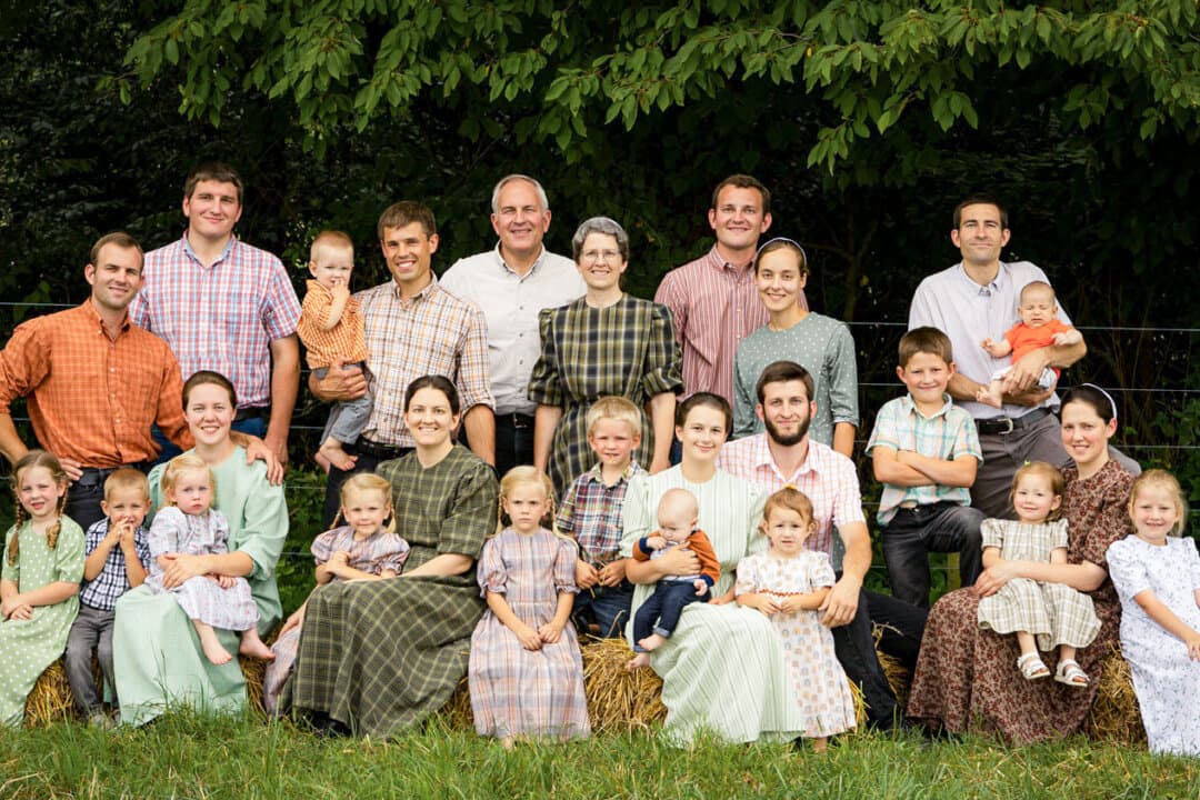 Family Cow owner Edwin Shank and his family, in this file photo. The Chambersburg, Pennsylvania, business ships grass‑fed beef, pastured pork and poultry, raw dairy, and other regenerative products to thousands of households. (Courtesy of The Family Cow)