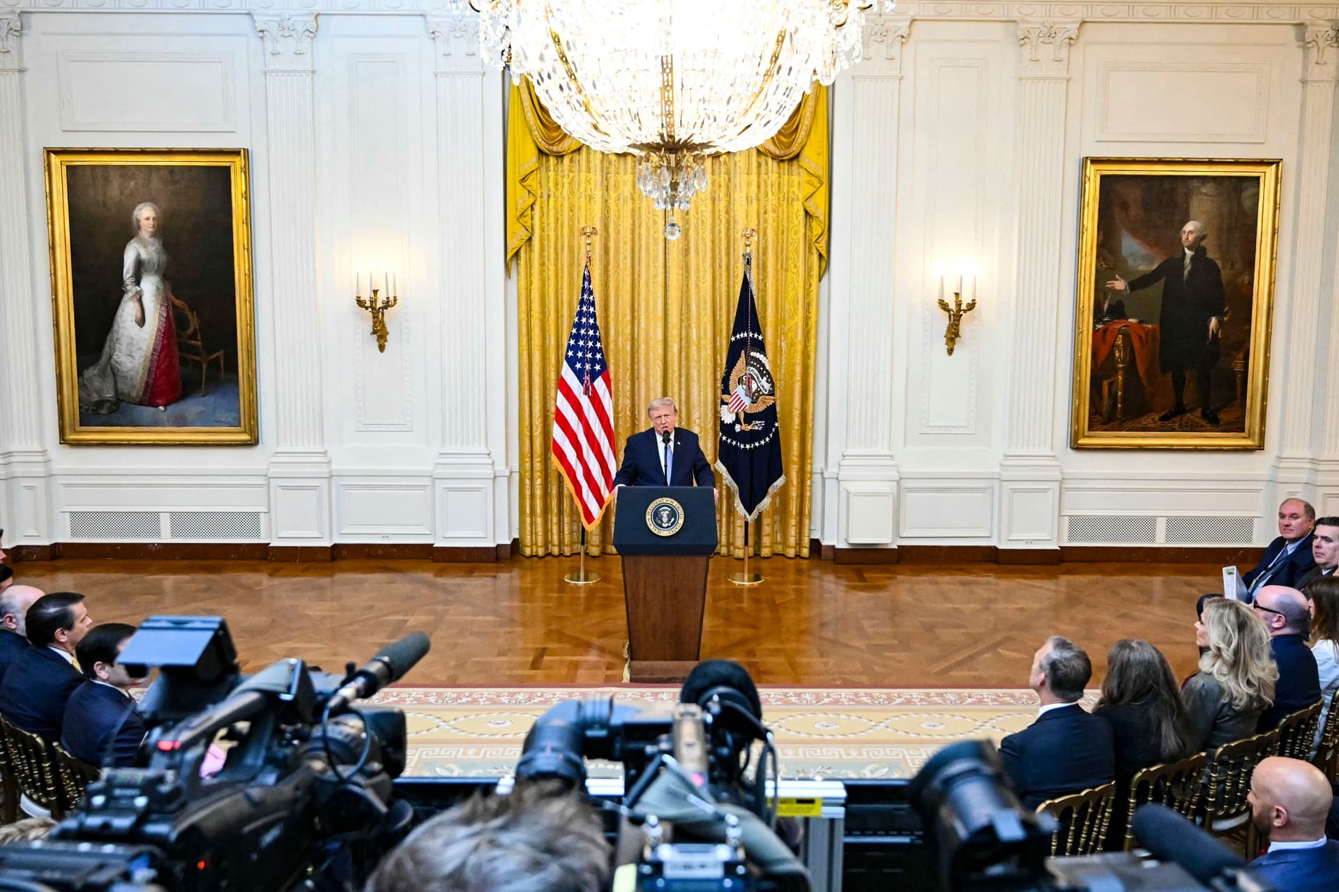 President Donald Trump addresses the nation from the East Room of the White House on July 16, 2026. (Saul Loeb/Pool/AFP via Getty Images)