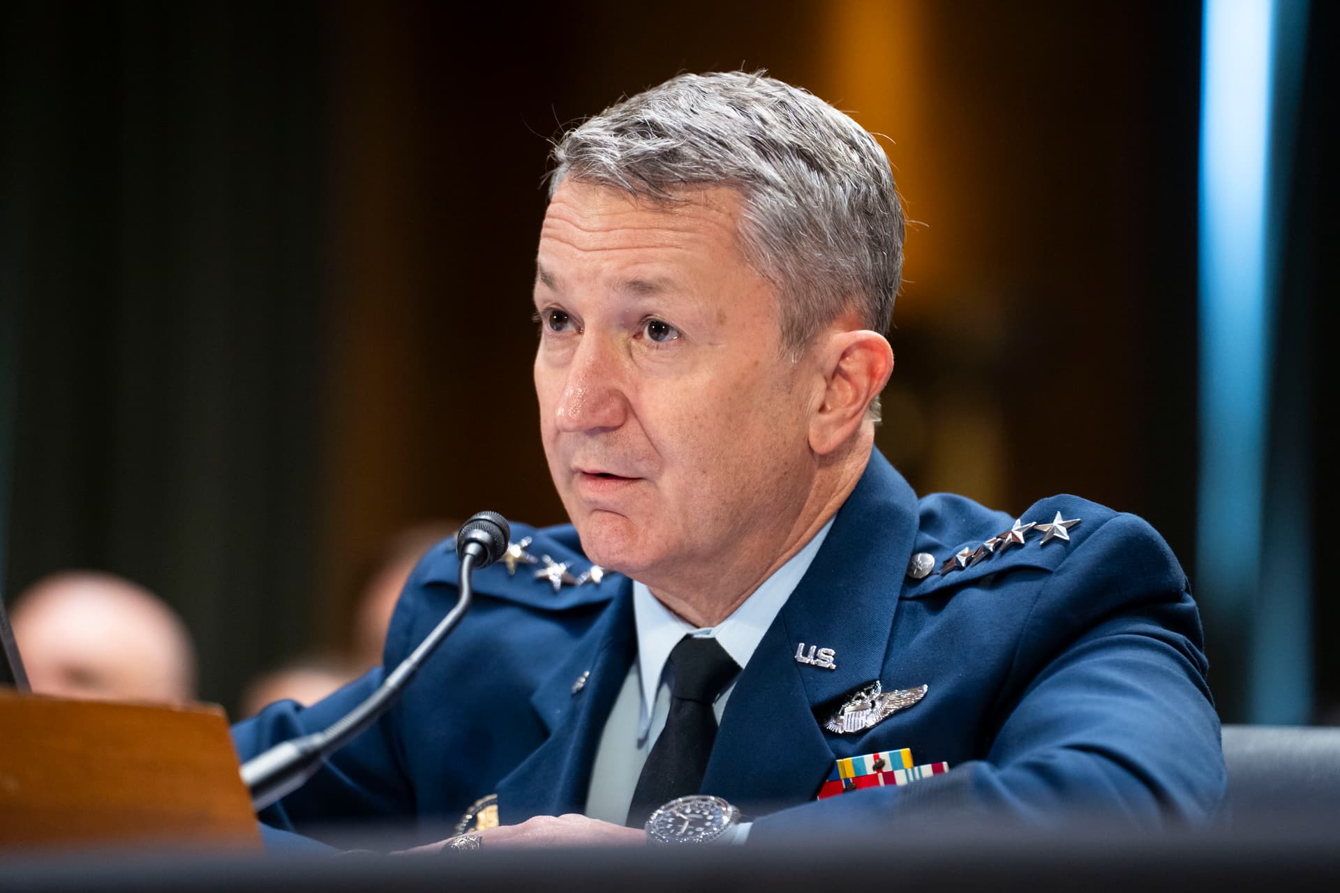 Chairman of the Joint Chiefs of Staff Gen. Dan Caine testifies before the Senate Committee on Appropriations in Washington on July 21, 2026. (Madalina Kilroy/The Epoch Times)