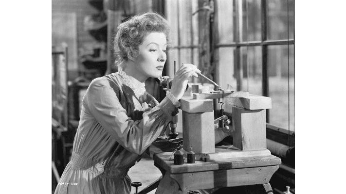 Marie Curie (Greer Garson) in her lab, in "Madame Curie." (Metro-Goldwyn-Mayer)