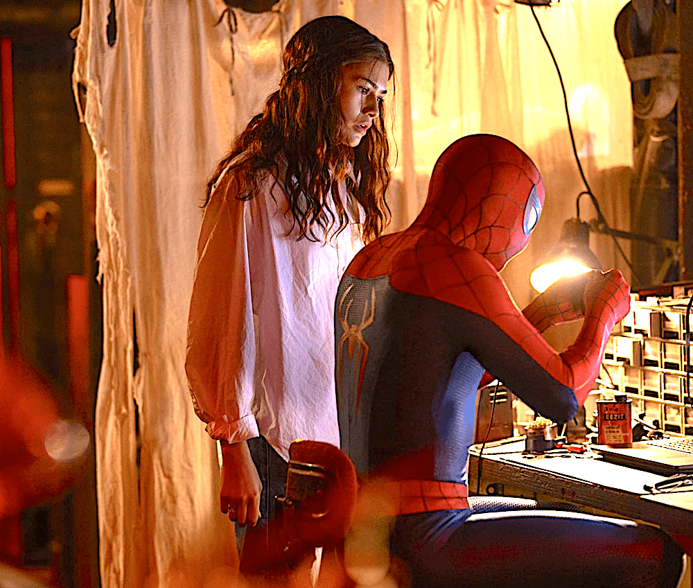 MJ (Zendaya) and Spider-Man (Tom Holland) do some science to figure out why his spider DNA is increasing, in "Spider-Man: Brand New Day." (Sony Pictures Releasing)