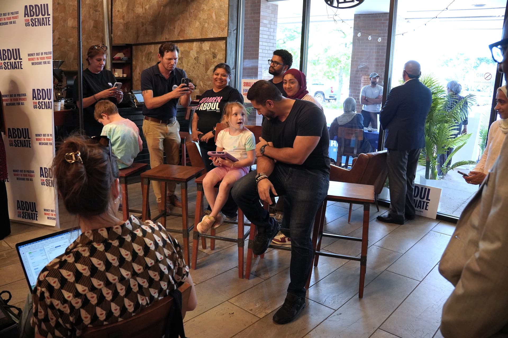 Michigan Democratic Senate candidate Abdul El-Sayed waits to take the stage at his rally in Canton Township, Mich., on July 29, 2026. (Jacob Burg/The Epoch Times)