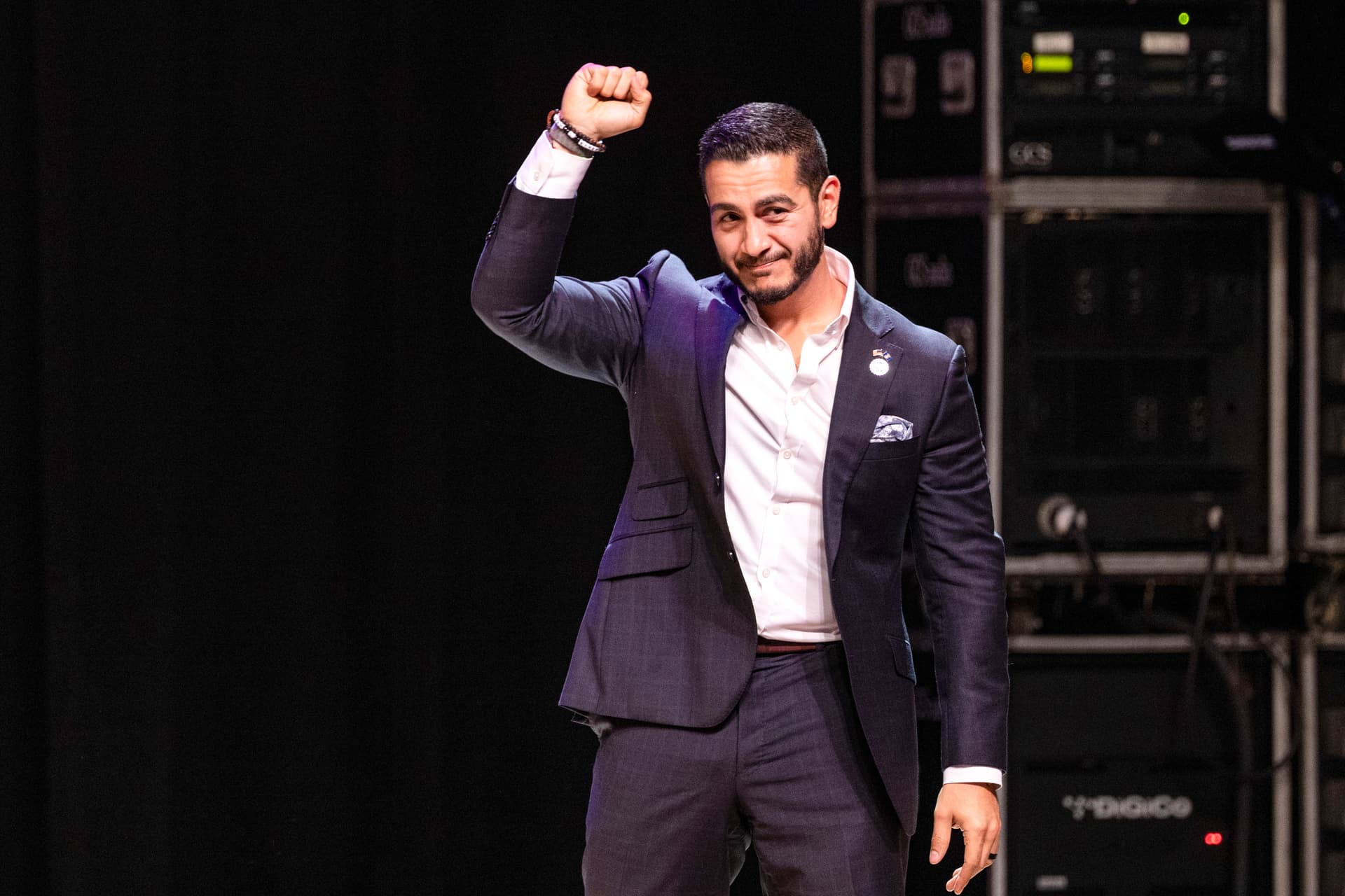 Democratic candidate for U.S. Senate Abdul El-Sayed speaks to supporters at an election-night rally at the Majestic Theatre in Detroit, Mich., on Aug. 4, 2026. (Scott Olson/Getty Images)