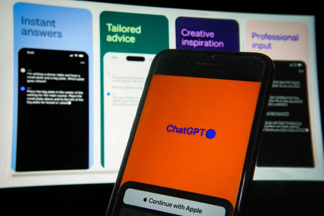 The ChatGPT app is displayed on an iPhone in New York City on May 18, 2023. As more people turn to large language models such as ChatGPT for recommendations on goods and services, artificial intelligence-recommended brands are “significantly more likely” to receive a human website visit, according to a Similarweb analysis. (Richard Drew/AP Photo/File)