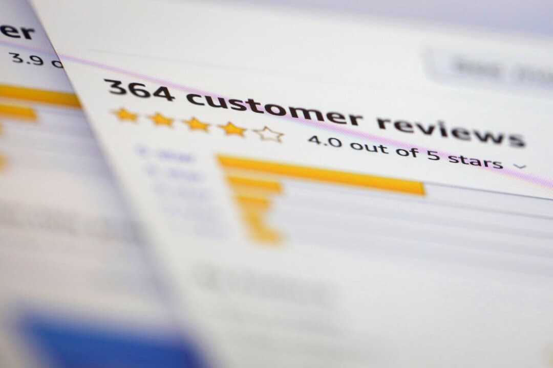 Online customer reviews for a product are displayed on a computer screen in New York on April 17, 2019. The traditional metrics used to measure the effectiveness of a company’s website can’t be trusted anymore, one business owner said. (Jenny Kane, File/AP Photo)