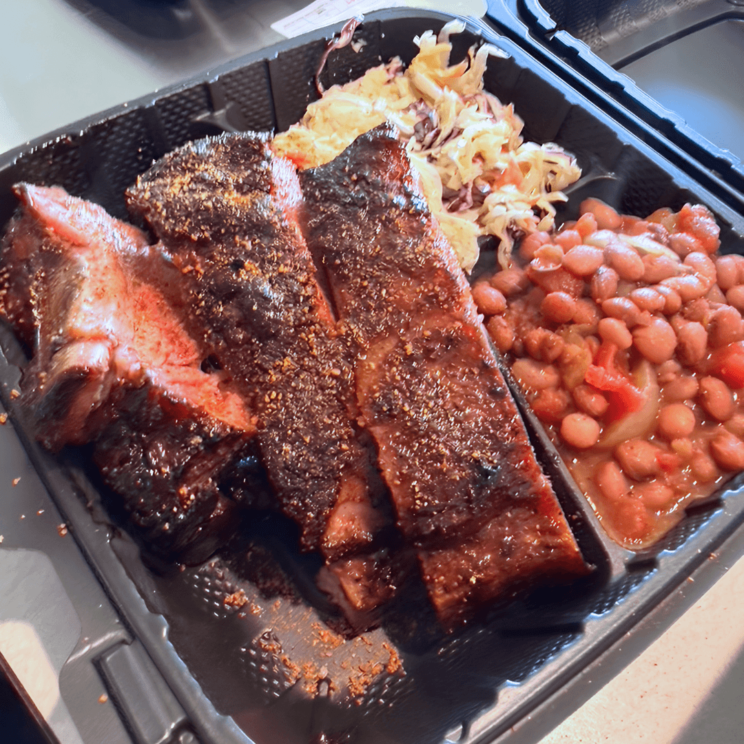 A barbecue plate from Live Oak Kitchen, a MEHKO home restaurant in Concord, Calif. (Courtesy of Live Oak Kitchen)