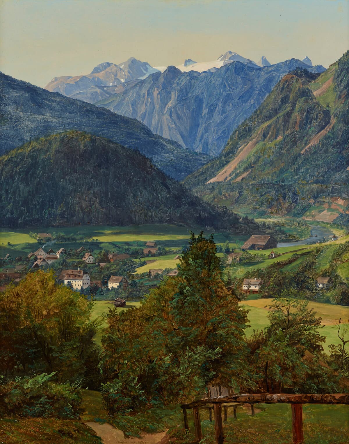 “The Dachstein From the Sophien-Doppelblick Near Ischl,” 1835, by Ferdinand Georg Waldmüller. Oil on wood; 12 1/4 inches by 10 1/4 inches. Belvedere, Vienna. (Copyright Belvedere, Vienna)