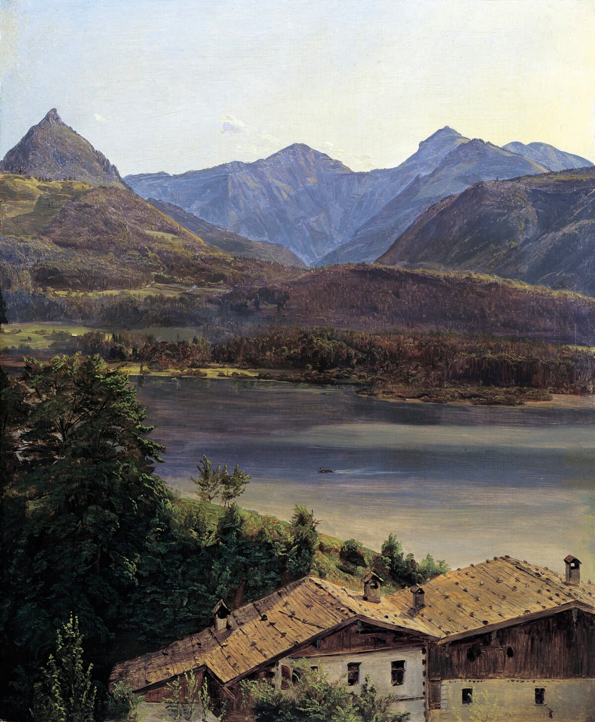 “Lake Wolfgang,” 1835, by Ferdinand Georg Waldmüller. Oil on wood; 12 5/8 inches by 10 1/4 inches. Belvedere, Vienna. (Copyright Belvedere, Vienna)