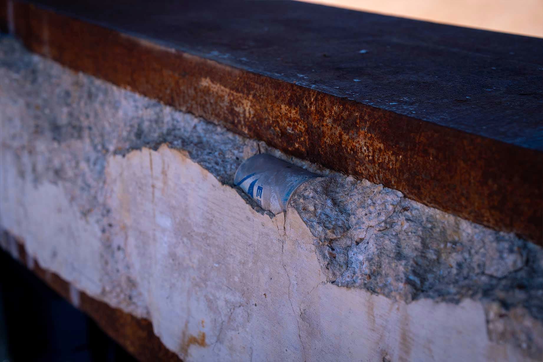The recovered I-beam encases history from the early construction of the twin towers decades ago. (Tunnel to Towers)