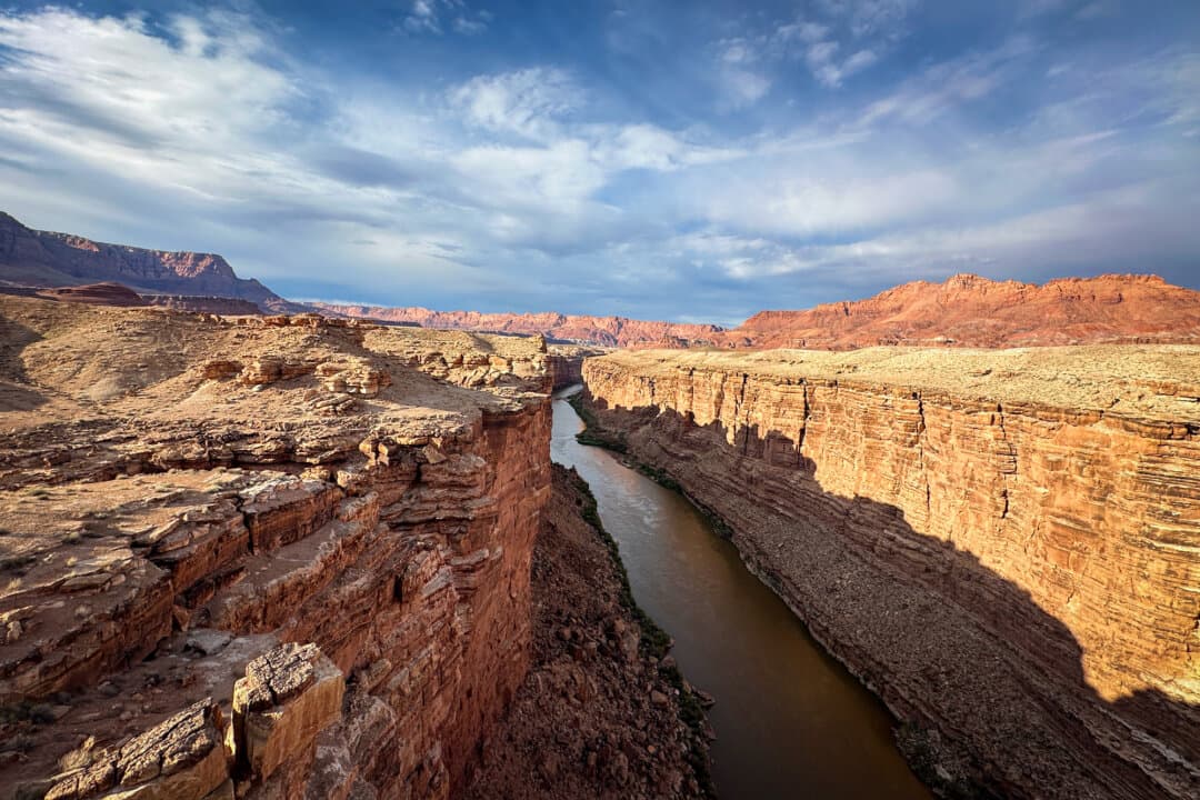 The Colorado River viewed from the historic Navajo Bridge over Marble Canyon in Coconino County, Ariz., on July 28, 2026. (Luyi Liu/The Epoch Times)