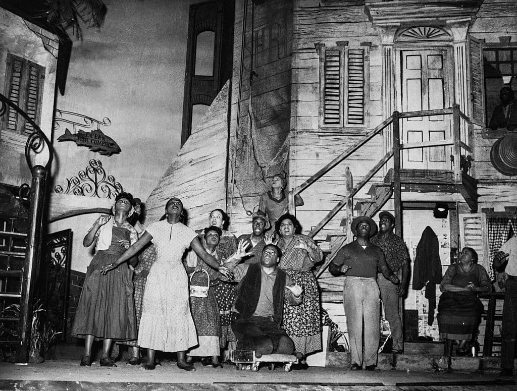 William Warfield as Porgy and Leontyne Price as Bess are among the cast of the touring production of 'Porgy and Bess' in 1952. Heyward. (Keystone Pictures/FPG/Archive Photos/Getty Images)