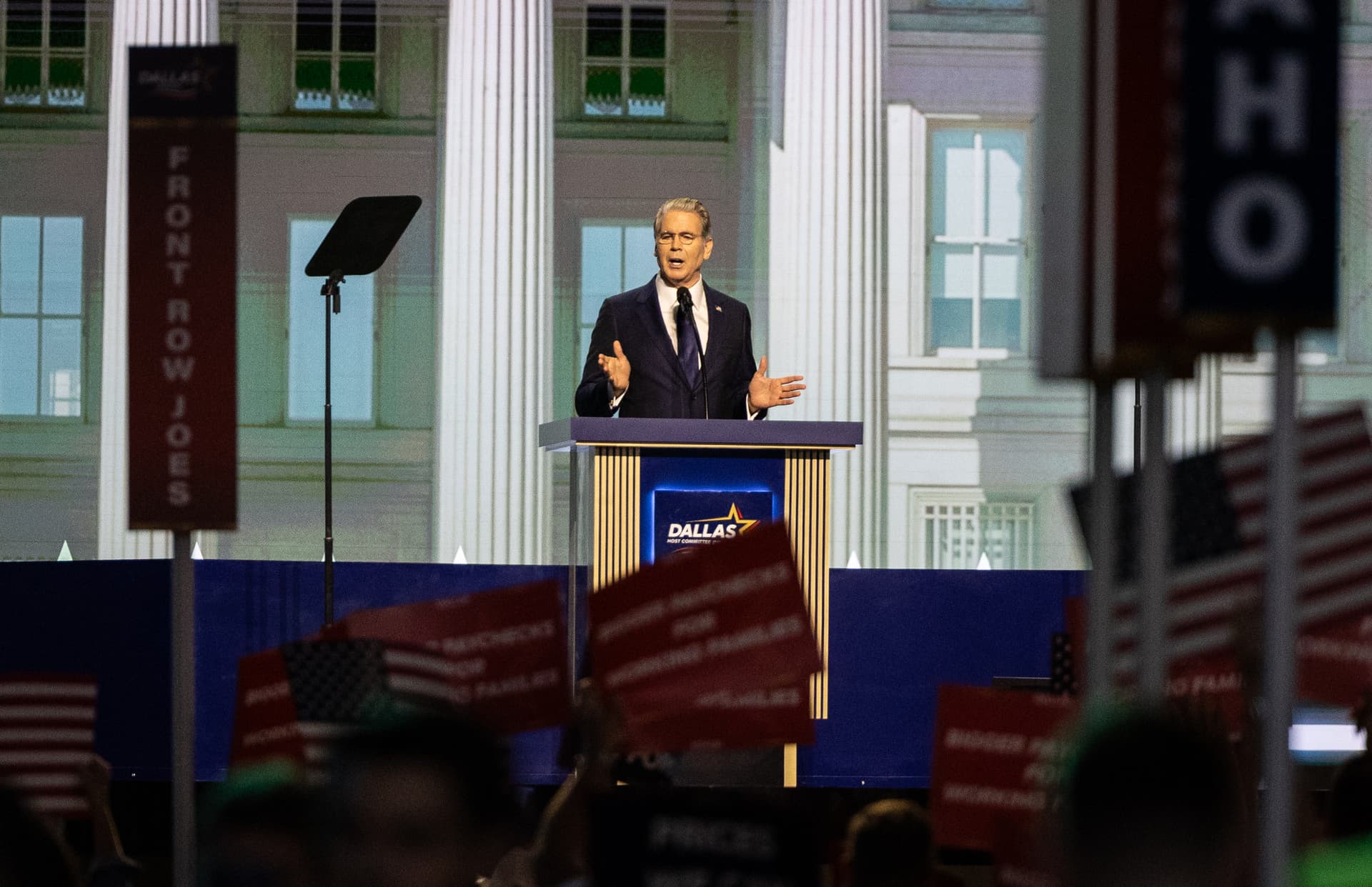 Treasury Secretary Scott Bessent speaks on the first day of the Republican Midterm Convention in Dallas on Sept. 9, 2026. (John Fredricks/The Epoch Times)