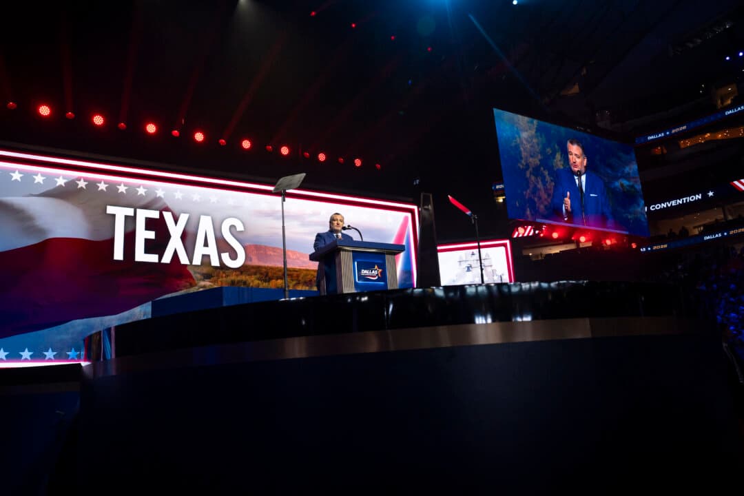 Sen. Ted Cruz (R-Texas) speaks during the second day of the 2026 Republican National Committee Midterm Convention in Dallas on Sept. 10, 2026. (Madalina Kilroy/The Epoch Times)