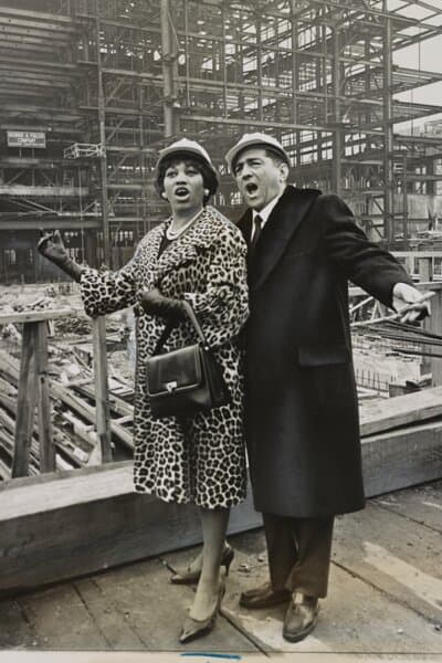 Leontyne Price and Robert Merrill deliver an aria at ceremonies for the new Metropolitan Opera House at Lincoln Center. (Public Domain)