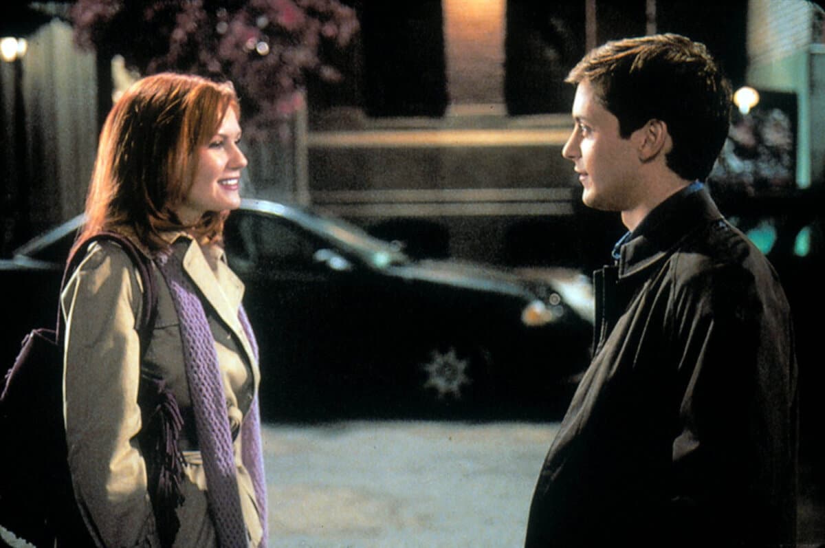 Mary Jane "MJ" Watson (Kirsten Dunst) and Peter Parker (Tobey Maguire), in “Spider-Man." (Columbia Pictures)
