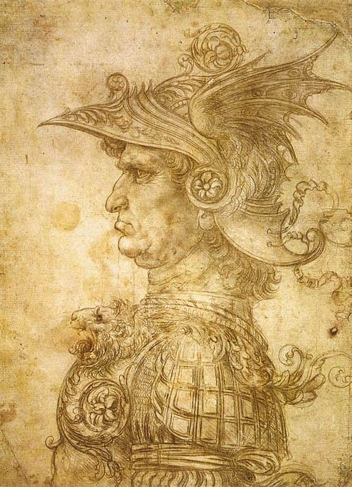 Leonardo da Vinci (1452–1519), profile of a warrior 1472, silverpoint on prepared paper, 285 x 207 mm. British Museum, London (Public Domain)