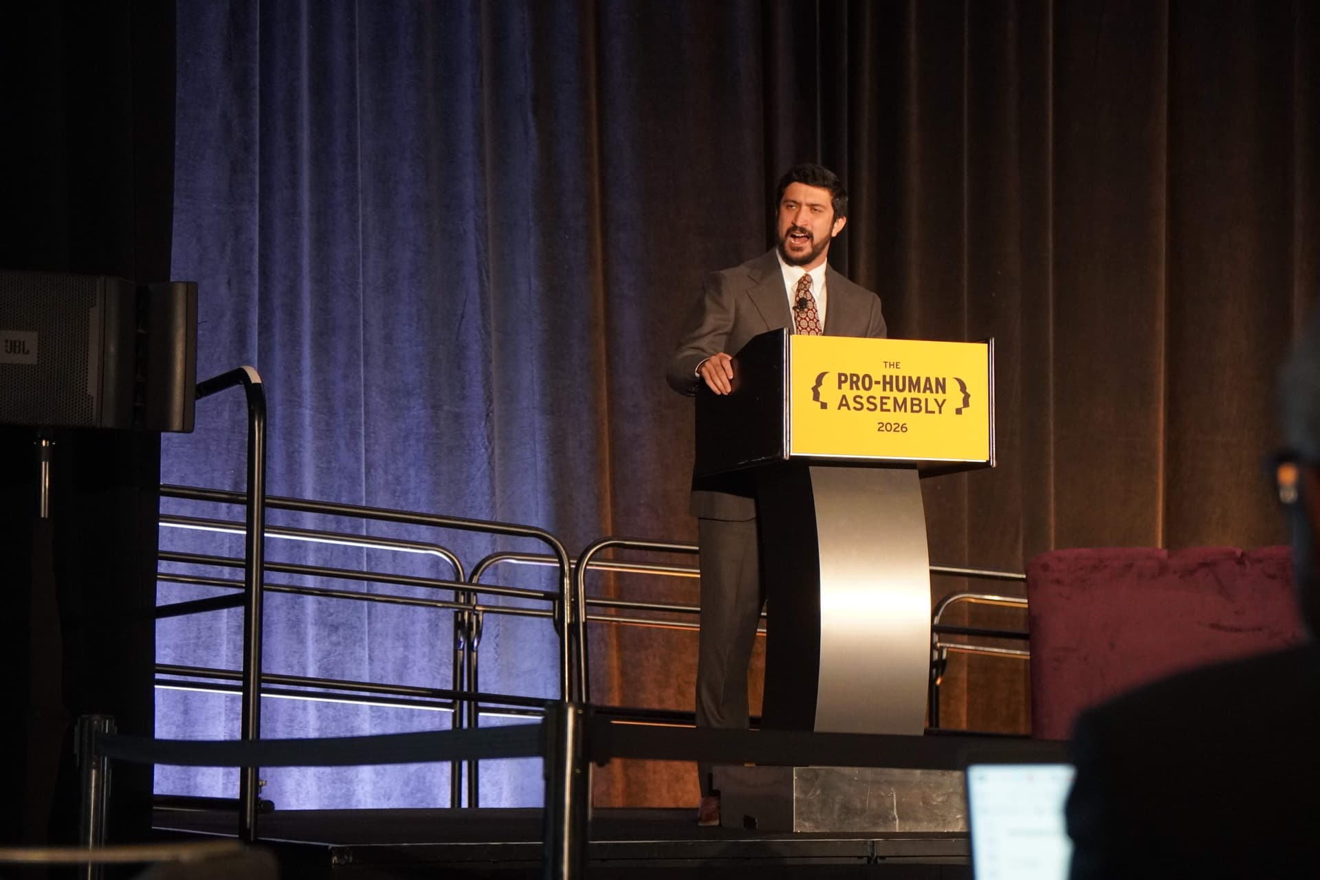 Rep. Greg Casar (D-Texas) speaks at the Pro-Human Assembly. (Nathan Worcester/The Epoch Times)