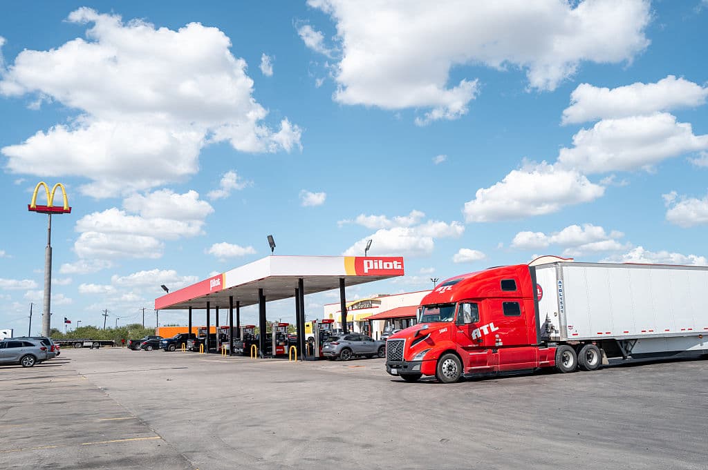 A semitruck at a Pilot gas station in Buda, Texas, on Sept. 14, 2026. (Brandon Bell/Getty Images)