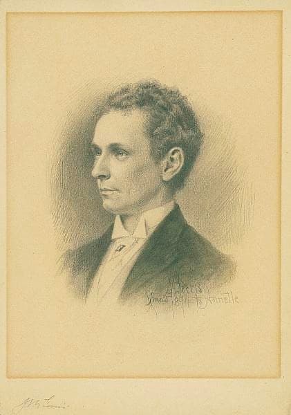 A portrait of Jean Leon Gerome Ferris, 1894, by Stephen James Ferris. Drawing. (Public Domain)