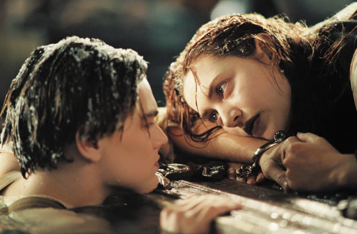 Jack Dawson (Leonardo DiCaprio) and Rose DeWitt Bukater (Kate Winslet), in “Titanic.” (Paramount Pictures)