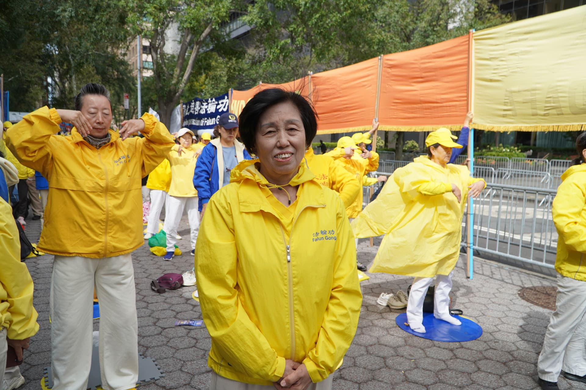 Liu Jiying attends the demonstration at Dag Hammarskjold Plaza in Manhattan on Sept. 22, 2026. (Nicholas Zifcak/The Epoch Times)