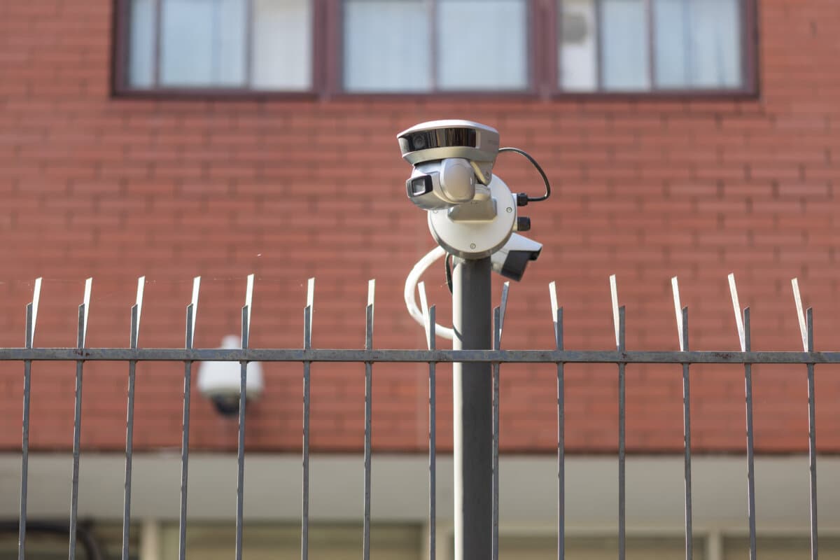 A surveillance camera outside the Chinese Consulate in Toronto on Sept. 24, 2026. (The Epoch Times)