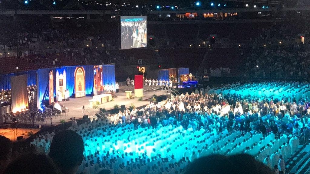 About 50,000 people attended the beatification of Archbishop Fulton J. Sheen at the Dome at America's Center in St. Louis, Mo., on Sept. 24, 2026. (Courtesy of Annie Ertmann)